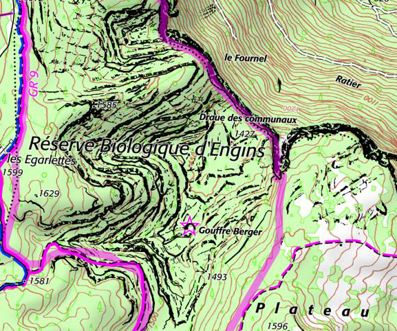 Carte IGN Réserve biologique d'Engins